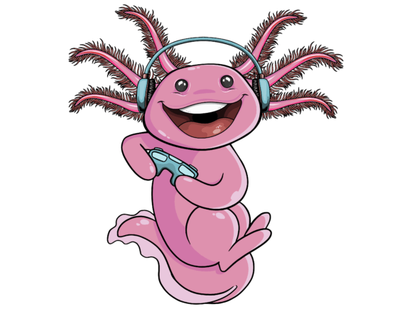 Axolotl Playing Video Game Vector Design: A Fun and Versatile Choice for Creative Projects