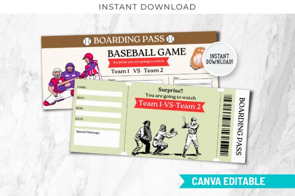 Baseball Game Surprise Gift Ticket Canva