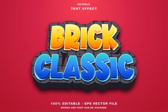 Brick Classic Game Cartoon Text Effect for Illustrator: A Practical Design Resource