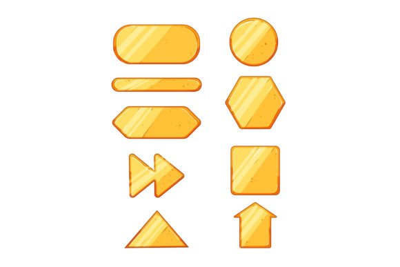 Exploring the Design and Utility of Gold Game Button Set Cartoon Vector Illustrations
