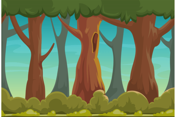 Forest Game Background: Cartoon Woodland Assets