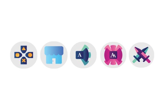 House Game Button Swords Icon Set for Modern Design Projects