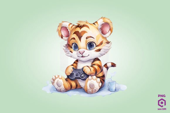 Tiger Playing Video Game: Creative Design Resource